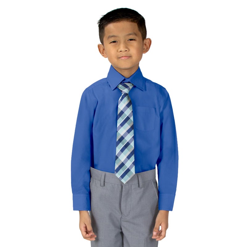 Spring Notion Boys' Pre-tied Woven Zipper Tie Large Blue Checkered - Image 3